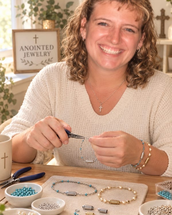 Artisan crafting a handmade bracelet by hand